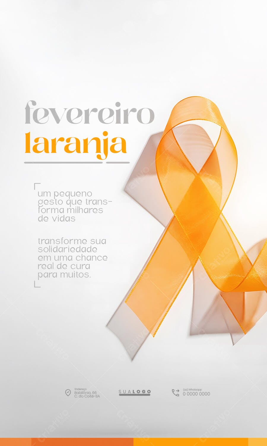 Story Instagram Fevereiro Laranja Campanha Saúde PSD Editável