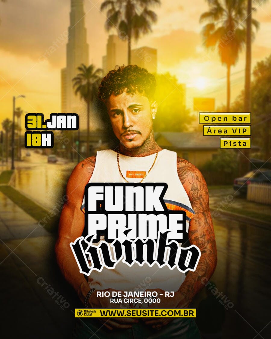 Flyer Funk Prime Livinho Show PSD Editável