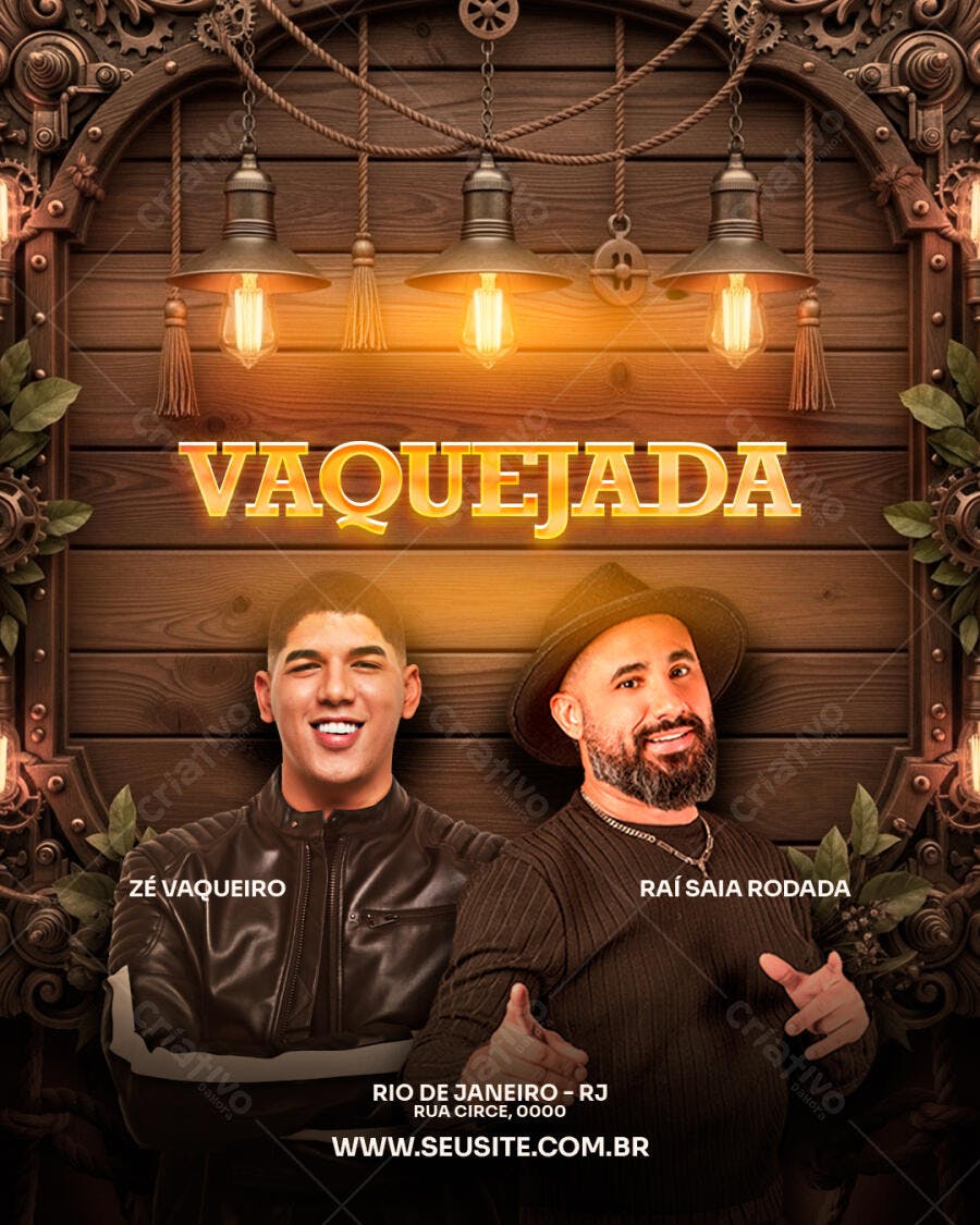 Flyer Vaquejada Sertanejo Evento PSD Editável
