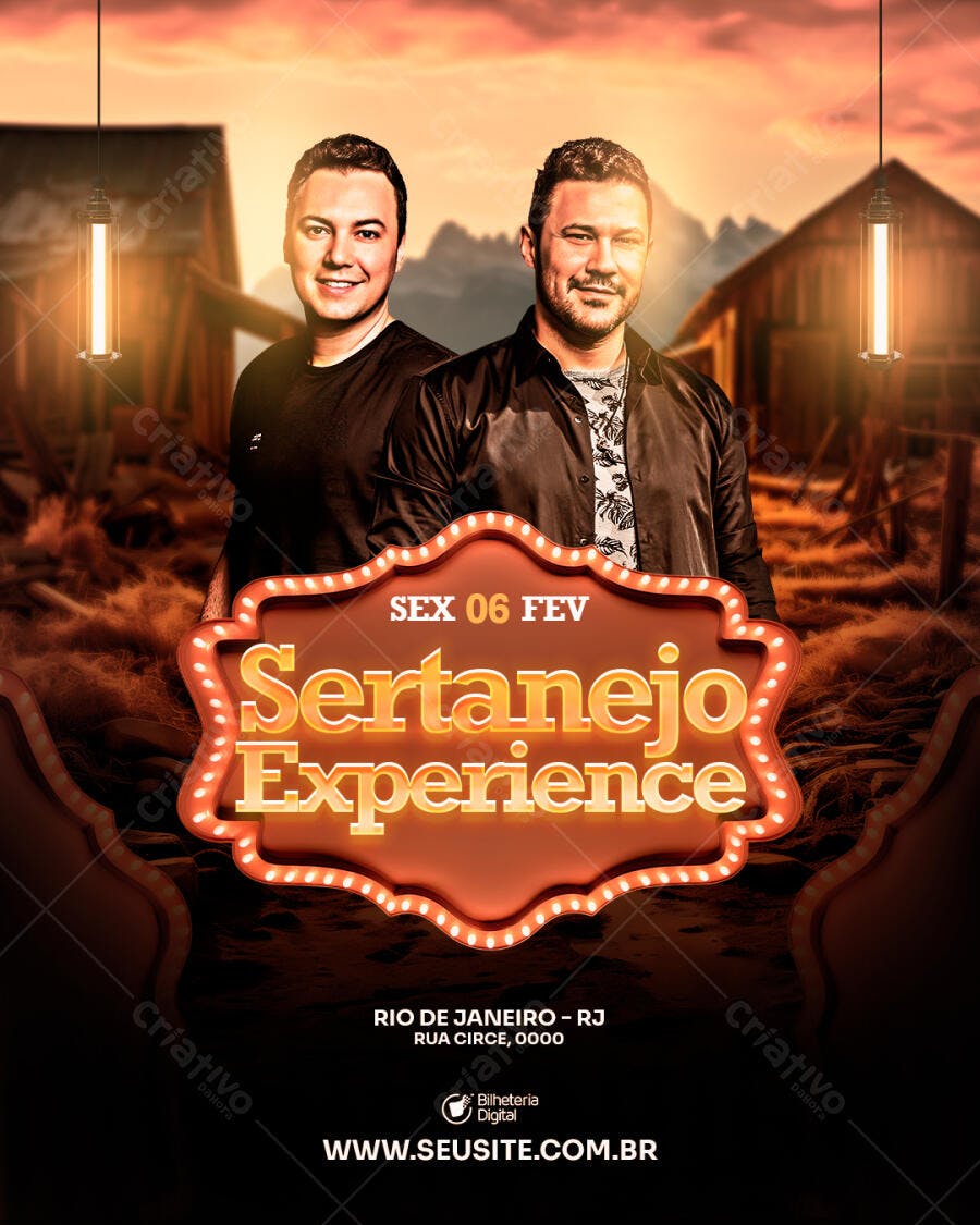 Flyer Sertanejo Experience Fevereiro PSD Editável