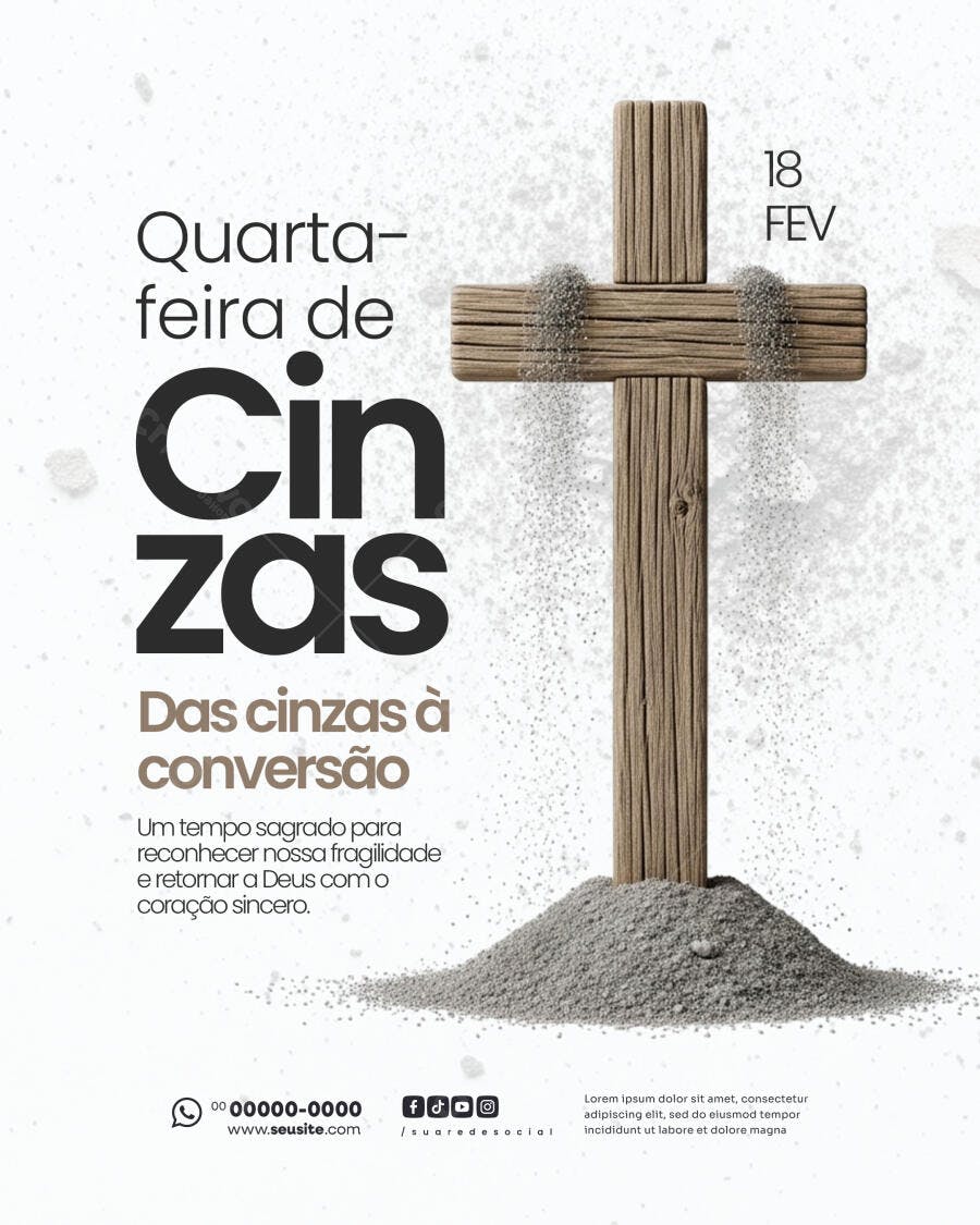 Post Quarta-feira de Cinzas Igreja PSD Editável