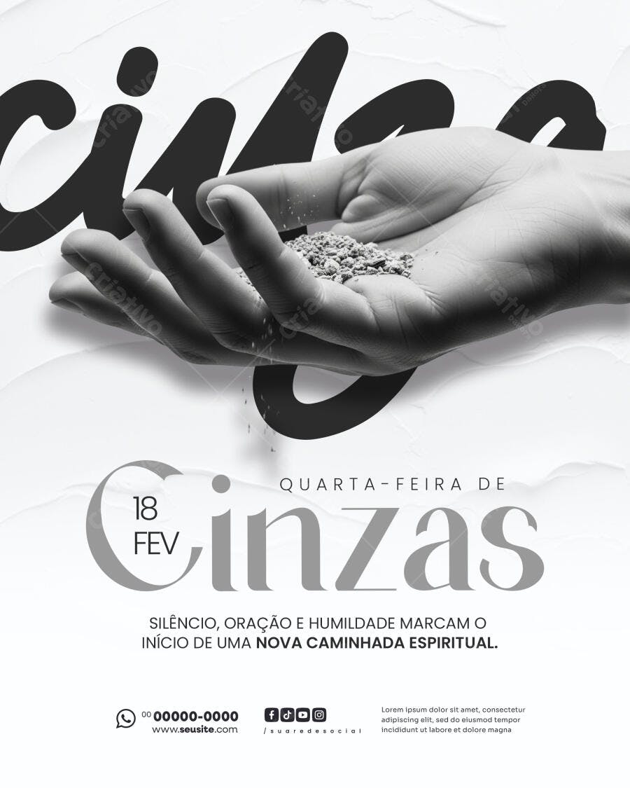Flyer Quarta-feira de Cinzas Fevereiro PSD Editável