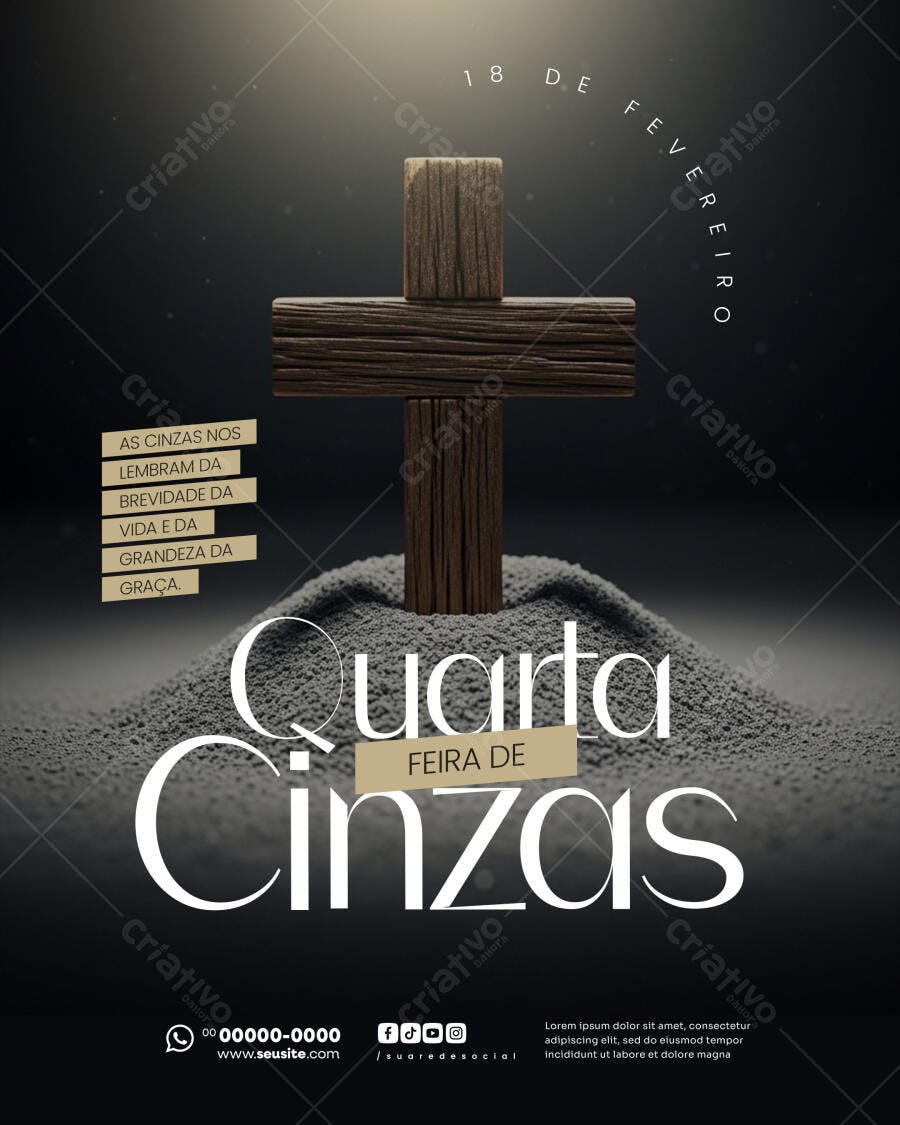 Post Quarta-feira de Cinzas Igreja PSD Editável