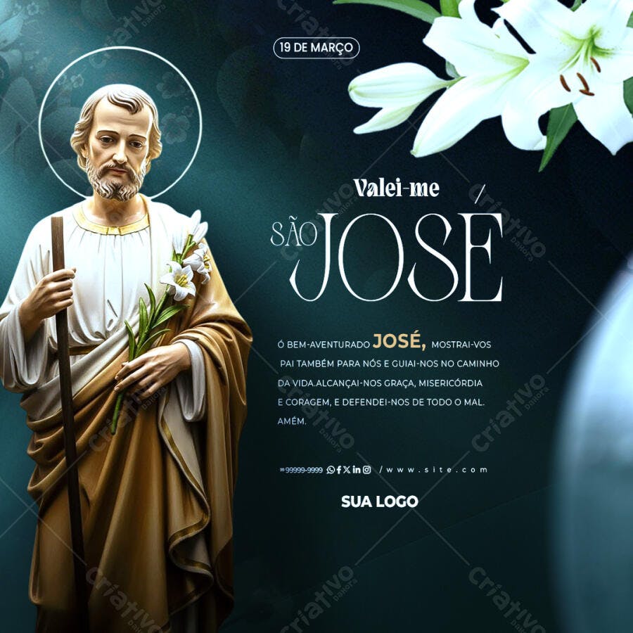 Post Instagram Dia de São José 19 de Março PSD Editável
