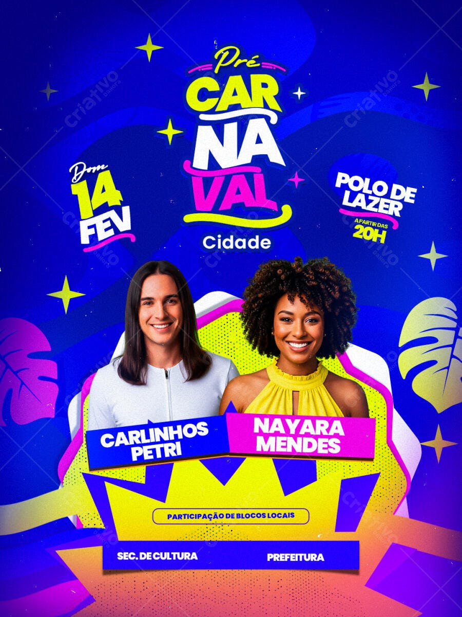 Flyer Pré-Carnaval Fevereiro Evento Festa PSD Editável
