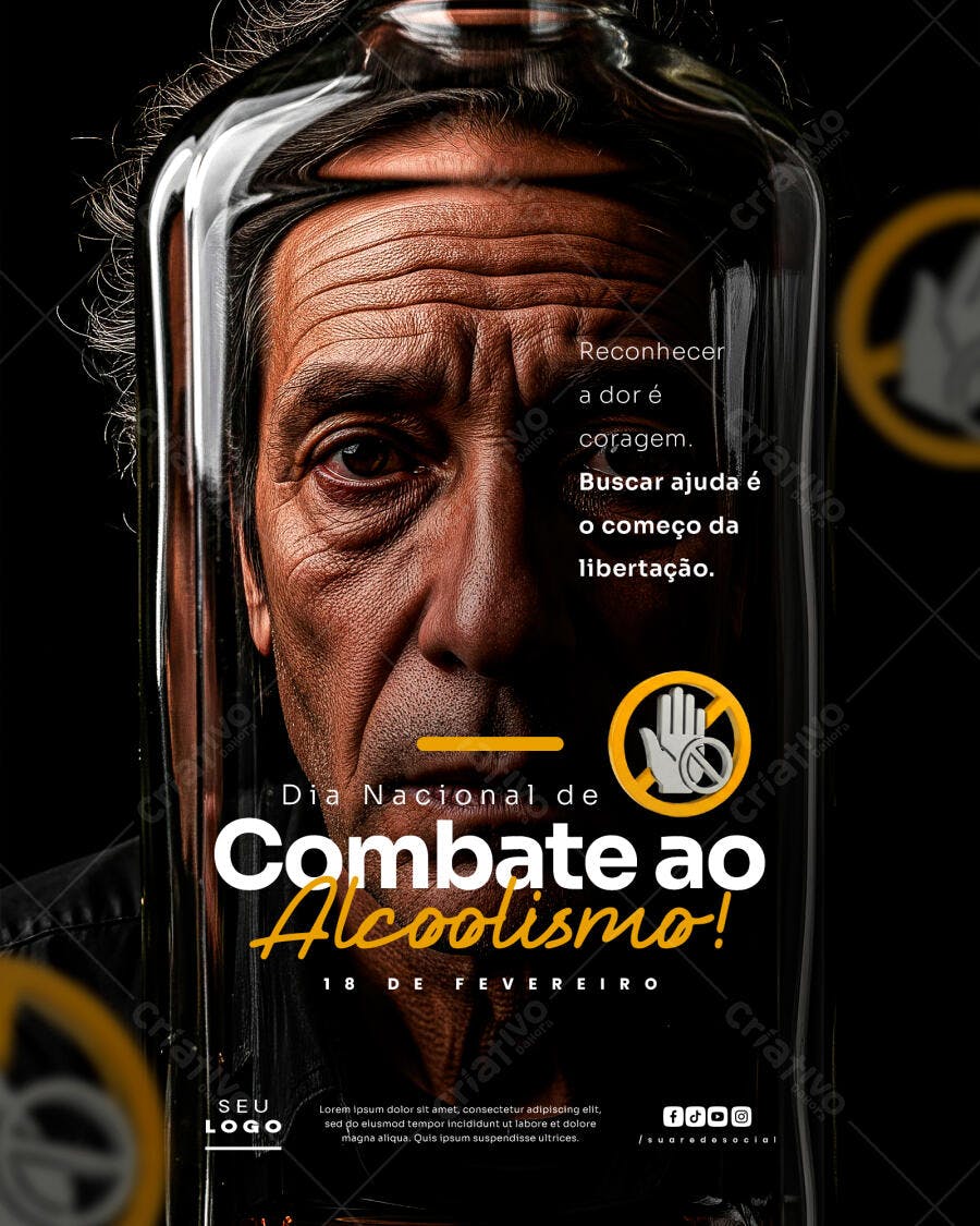Post Instagram Dia Nacional Combate Alcoolismo PSD Editável