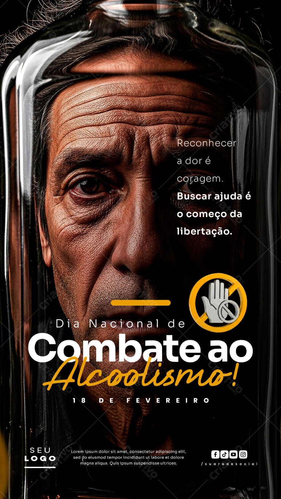 Post Instagram Dia Nacional Combate Alcoolismo PSD Editável
