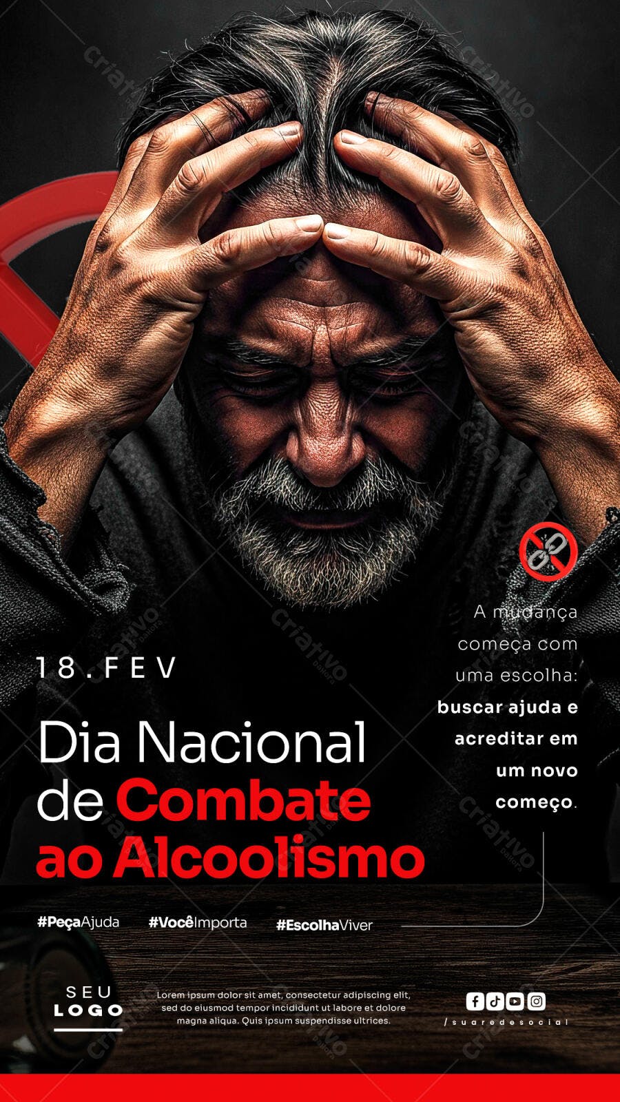 Story Dia Nacional Combate Alcoolismo PSD Editável