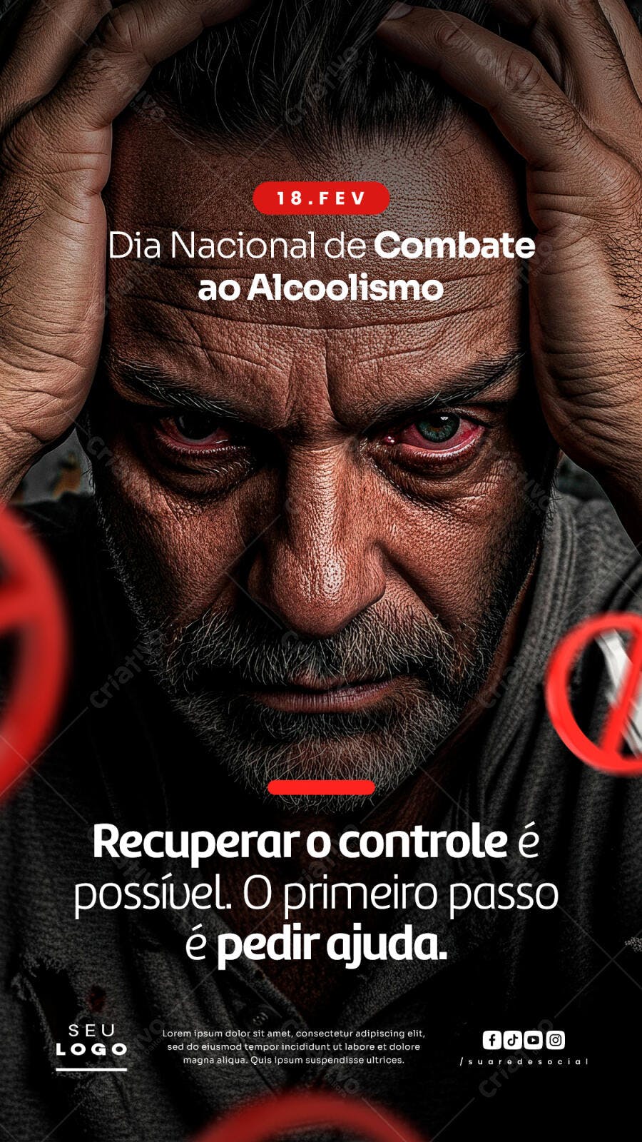 Post Instagram Dia Nacional Combate Alcoolismo PSD Editável