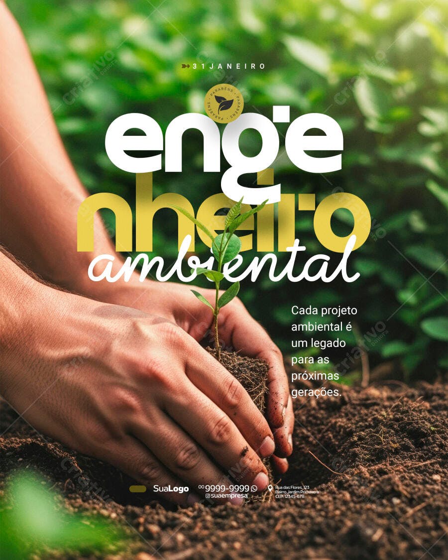 Post Instagram Engenharia Ambiental 31 Janeiro PSD Editável