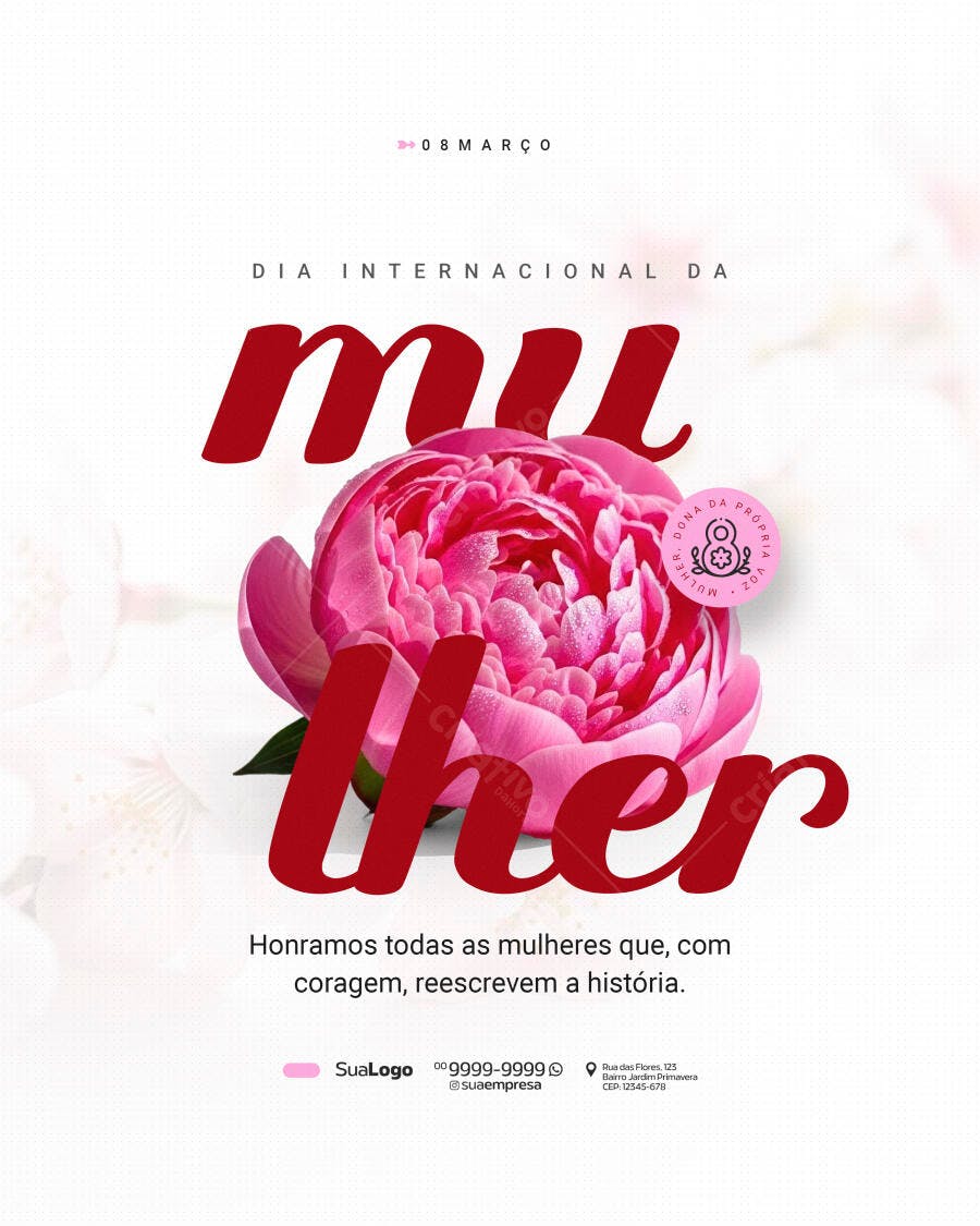 Post Instagram Dia Internacional da Mulher 8 de Março PSD Editável
