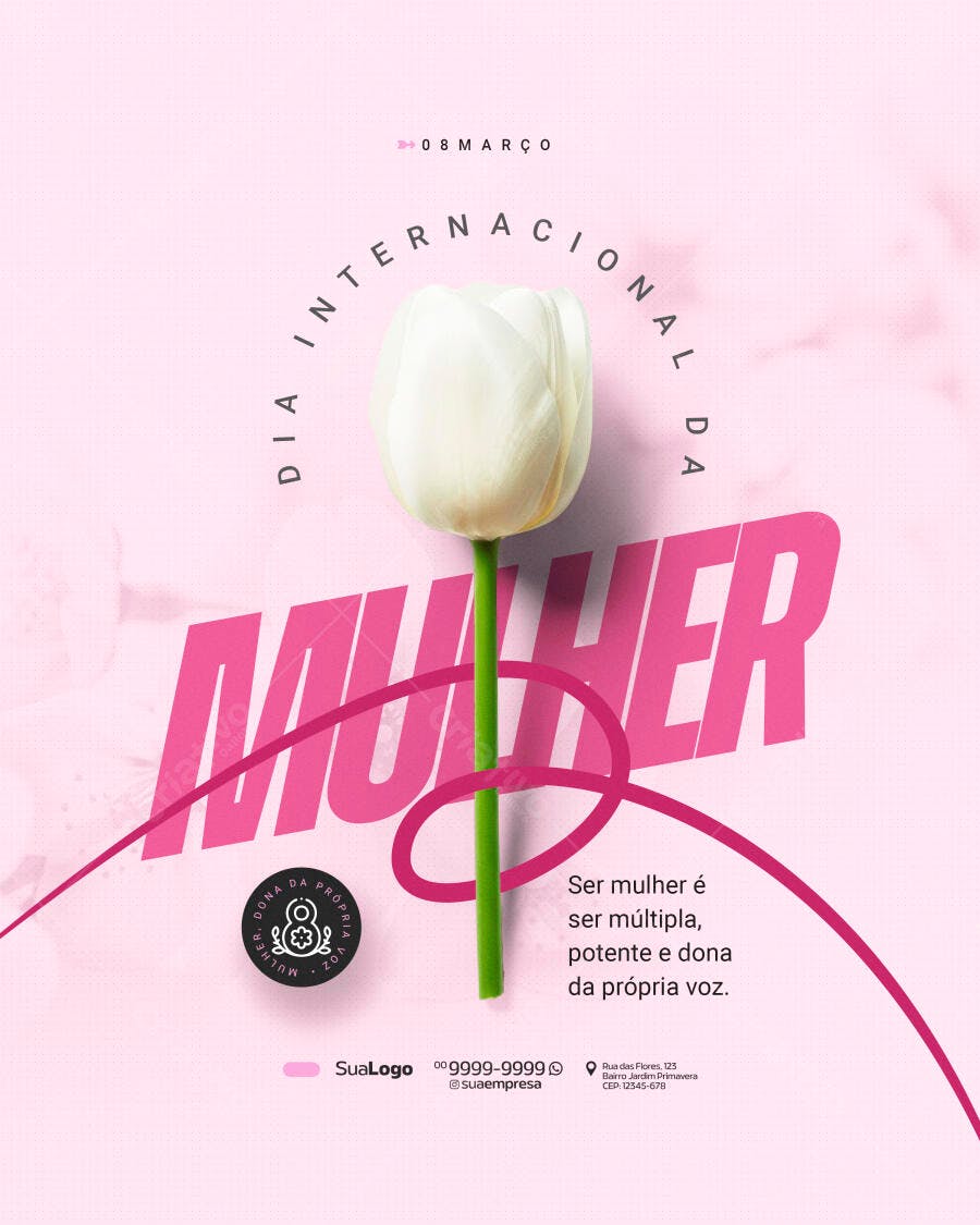 Post Dia Internacional da Mulher 8 de Março PSD Editável