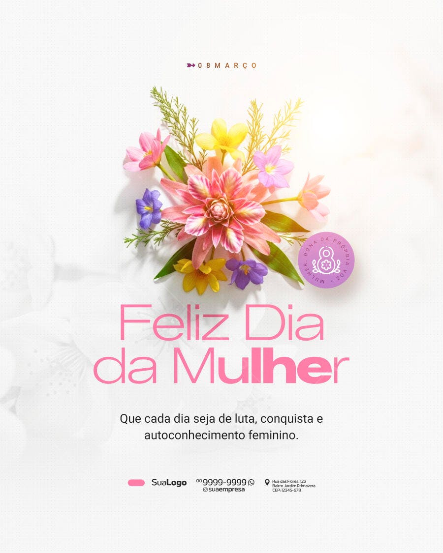 Post Instagram Dia da Mulher 8 de Março PSD Editável
