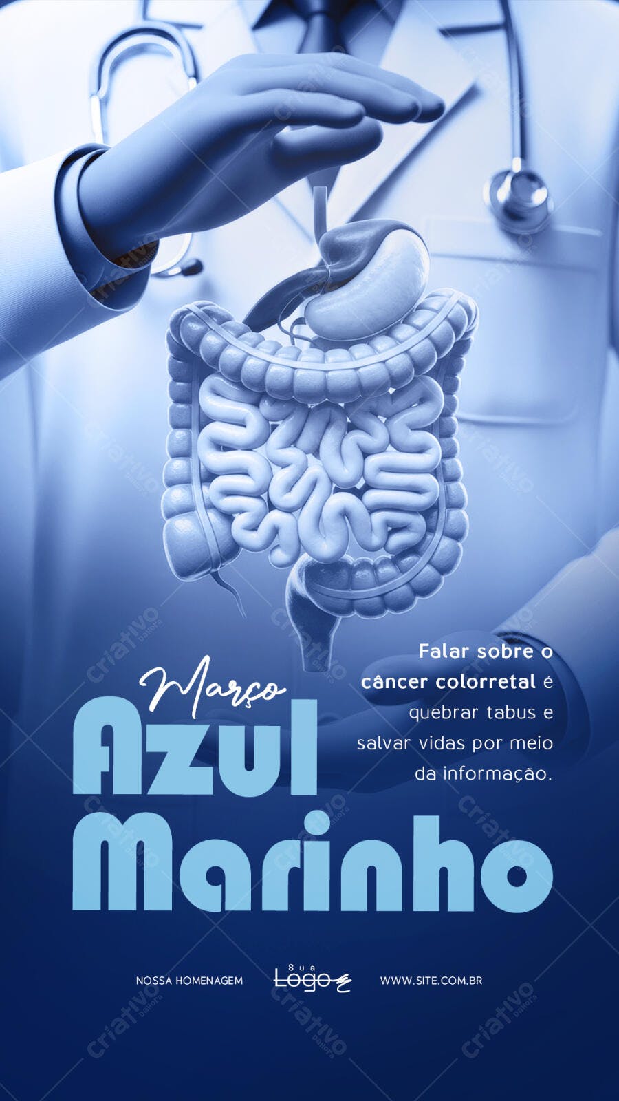 Story Março Azul Marinho Conscientização Câncer PSD Editável