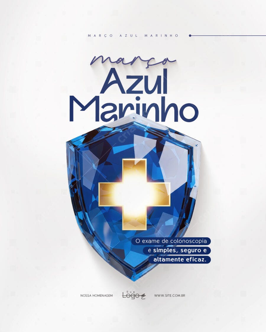 Post Instagram Março Azul Marinho Saúde PSD Editável