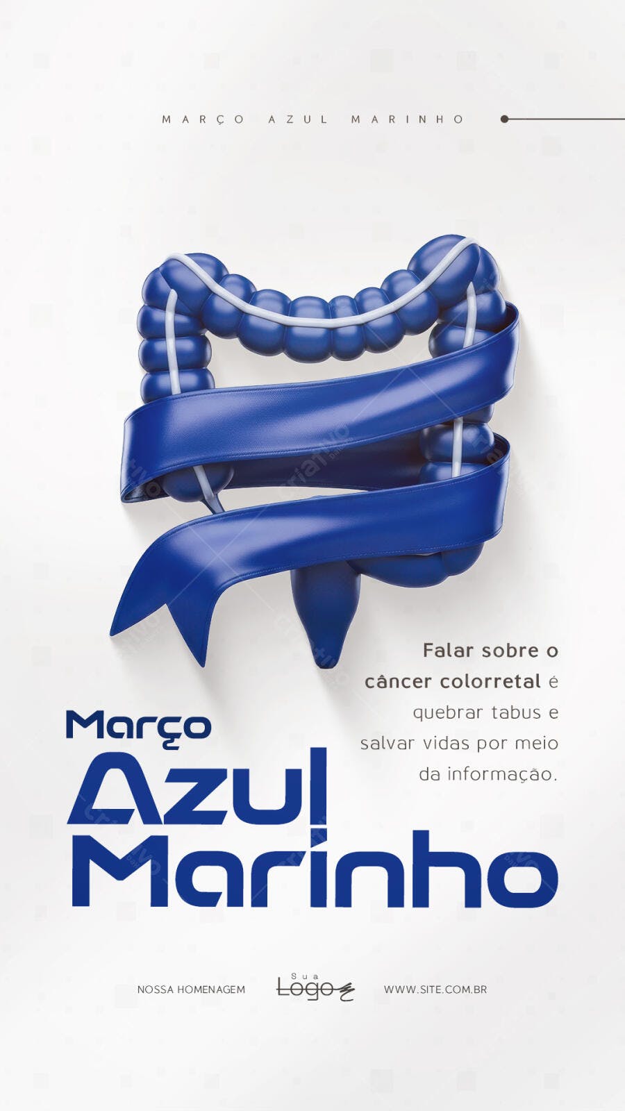 Post Março Azul Marinho Conscientização Saúde PSD Editável