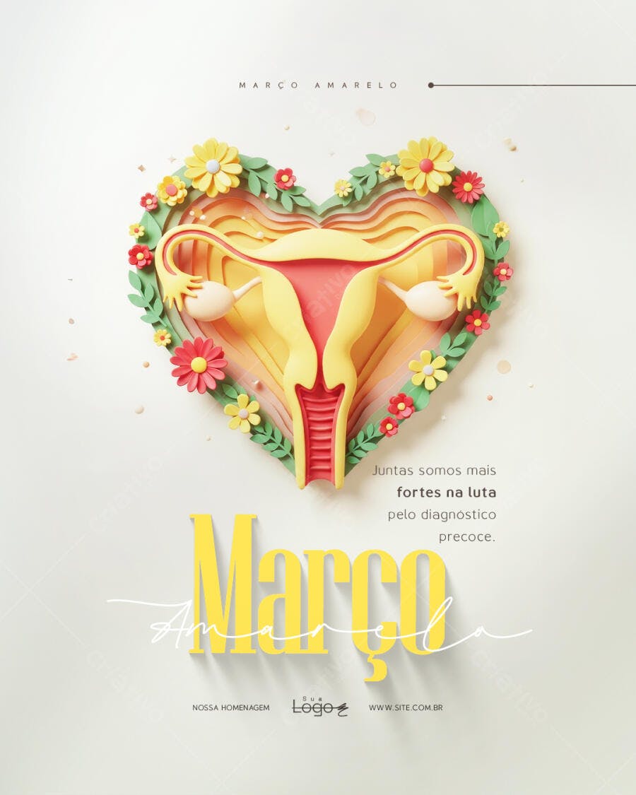 Post Março Amarelo Conscientização Saúde PSD Editável