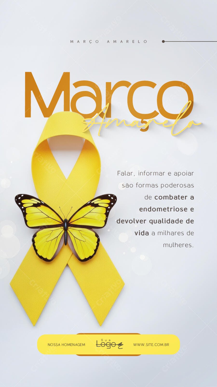 Post Instagram Março Amarelo Endometriose PSD Editável