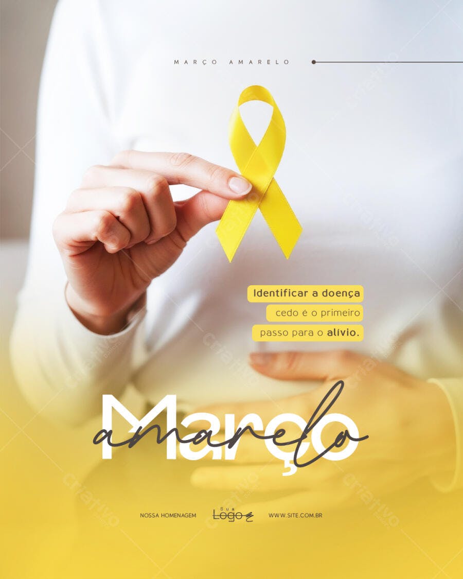 Post Março Amarelo Conscientização Saúde PSD Editável