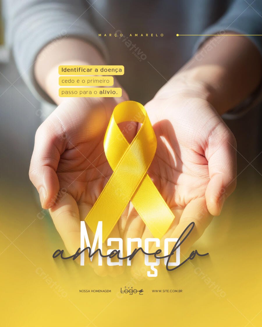 Post Março Amarelo Conscientização Saúde PSD Editável