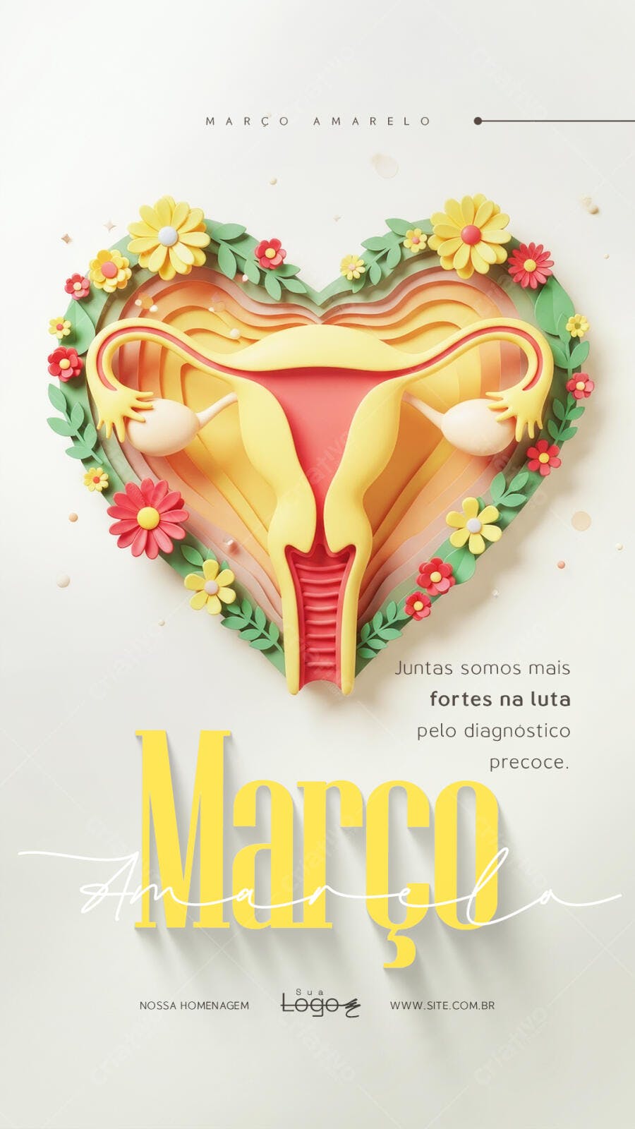 Story Março Amarelo Saúde Feminina PSD Editável