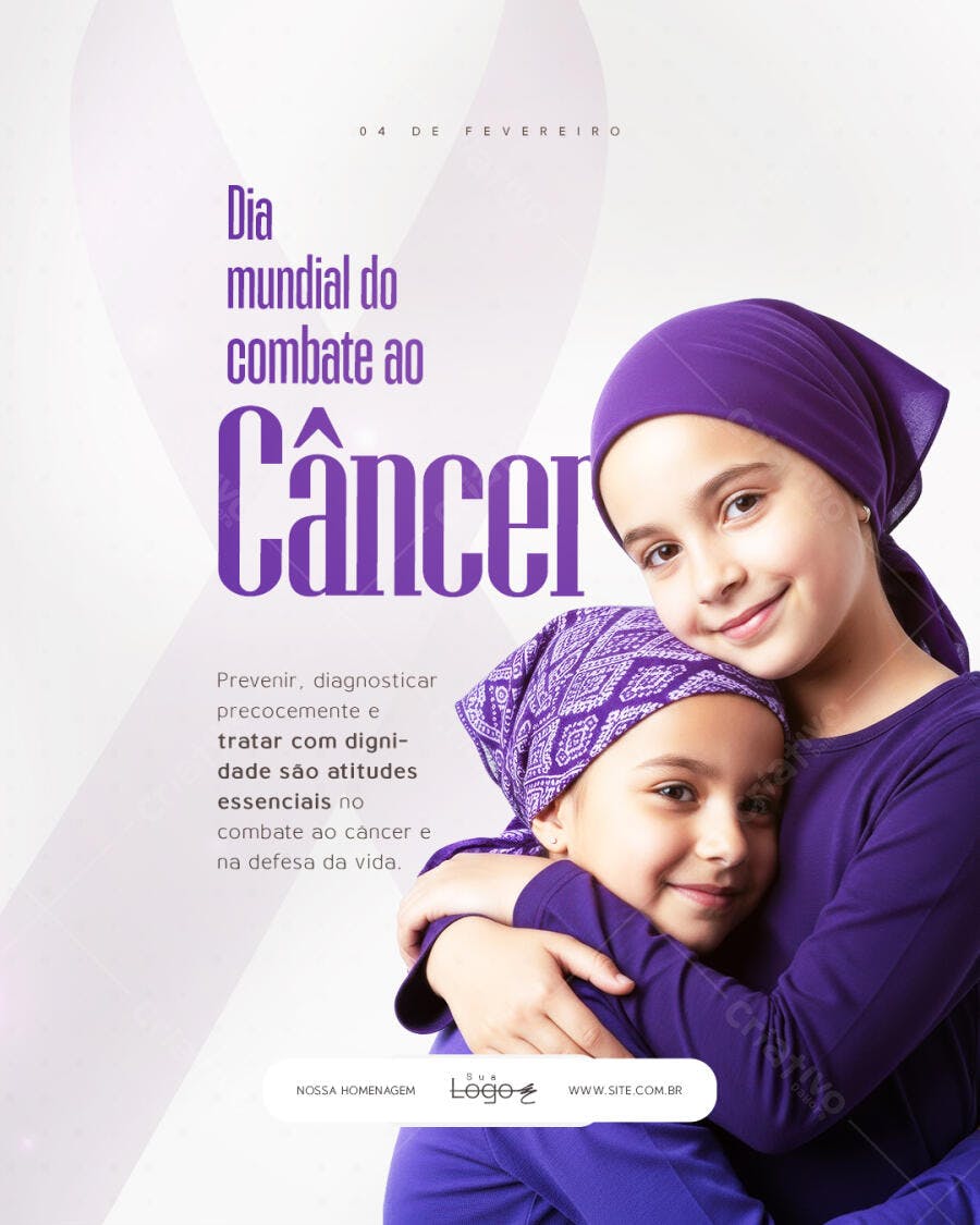 Post Dia Mundial Combate Câncer Fevereiro PSD Editável
