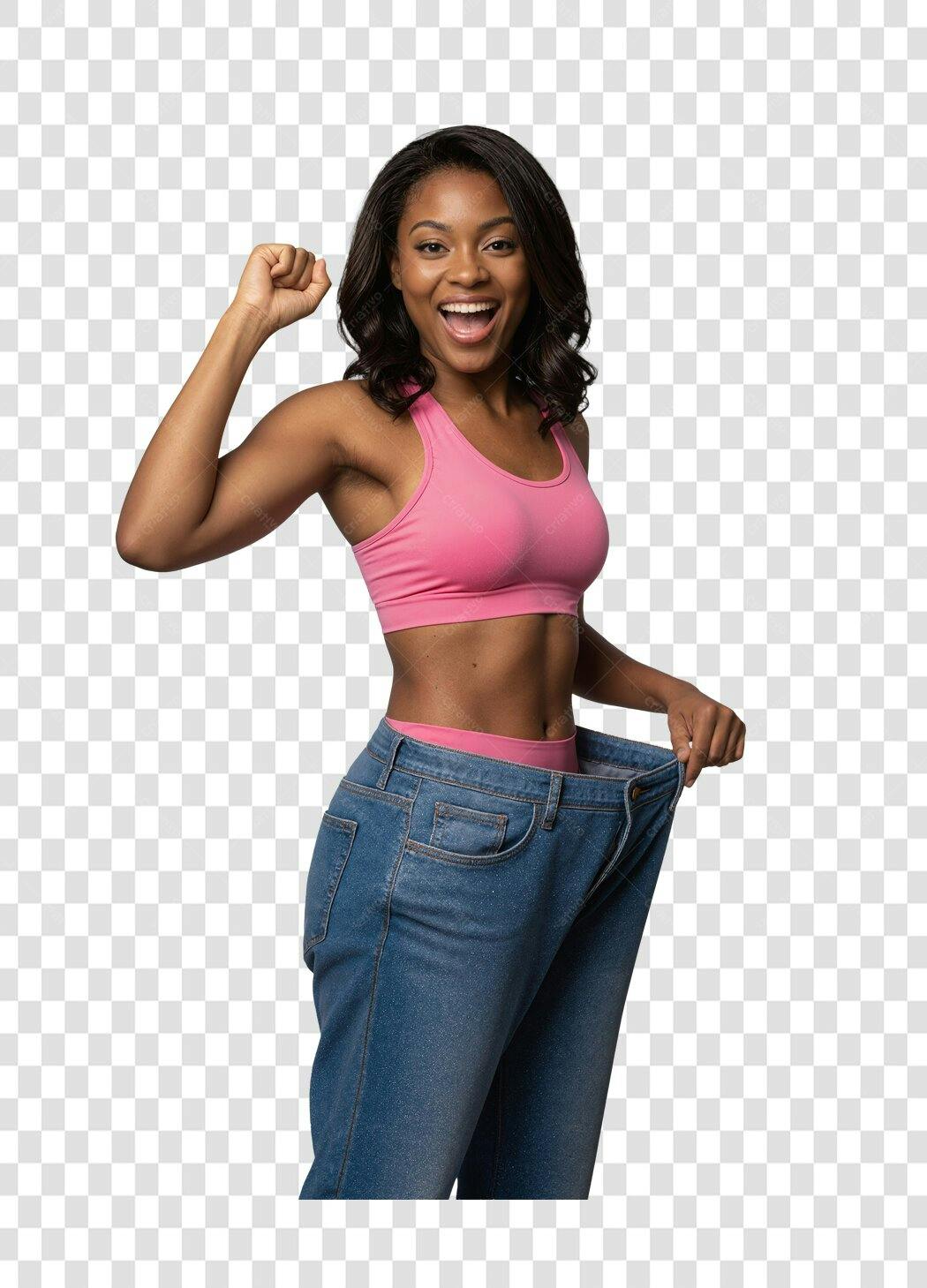 Foto Recortada Mulher Negra Emagrecimento Fitness PNG Fundo Transparente