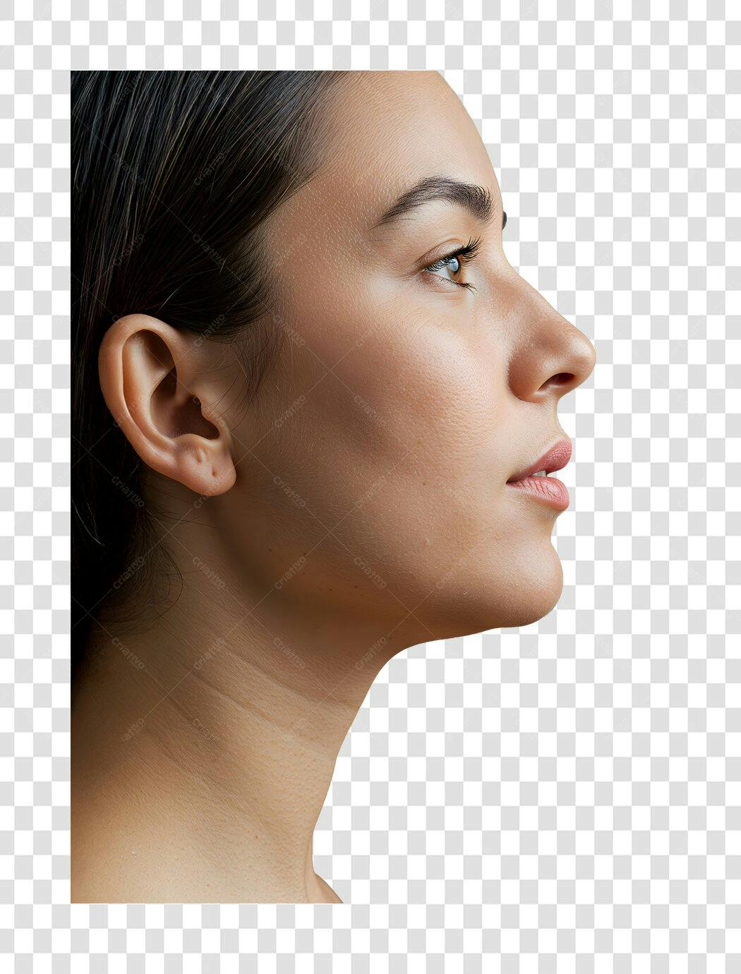 Foto Recortada Perfil Mulher Jovem Rosto PNG Fundo Transparente
