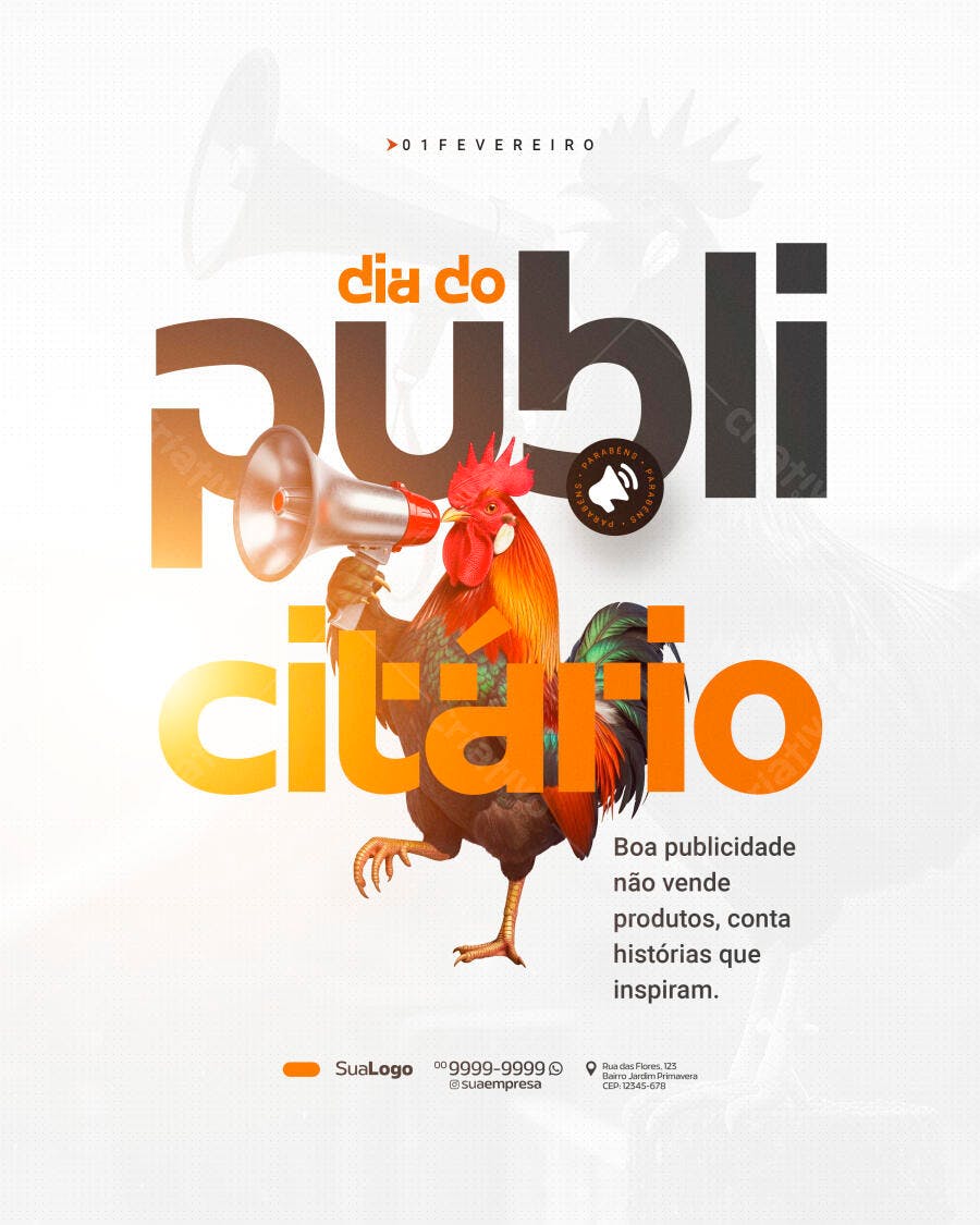 Post Instagram Dia do Publicitário 1 de Fevereiro PSD Editável