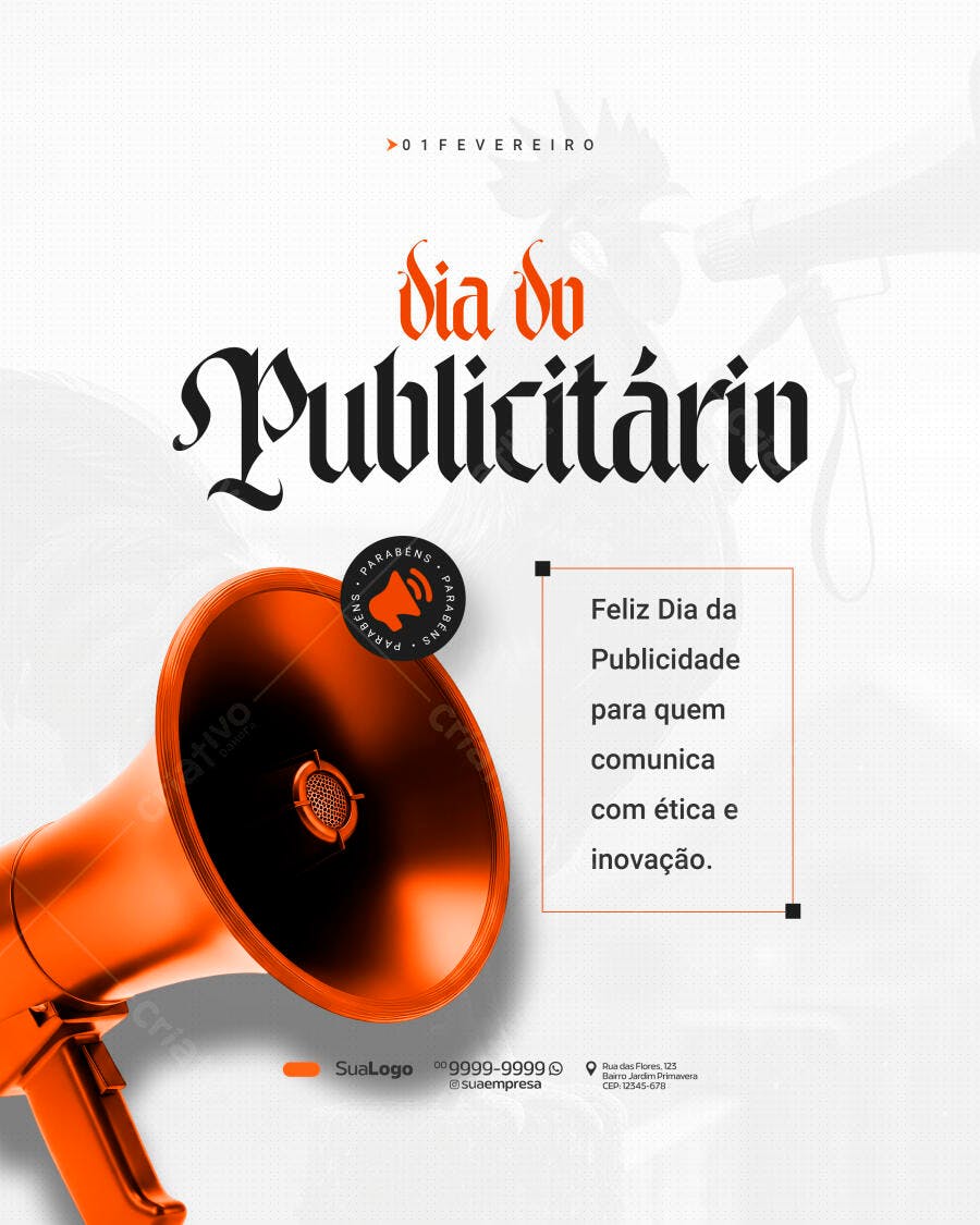 Post Instagram Dia do Publicitário 1 de Fevereiro PSD Editável