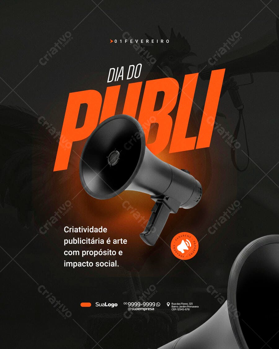 Post Instagram Dia do Publicitário 1 de Fevereiro PSD Editável