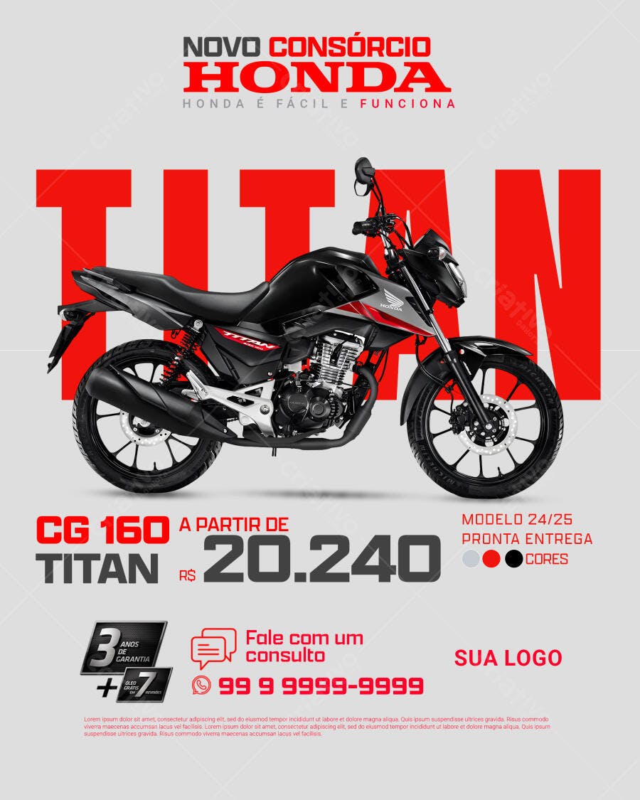 Flyer Consórcio Honda Titan CG 160 PSD Editável