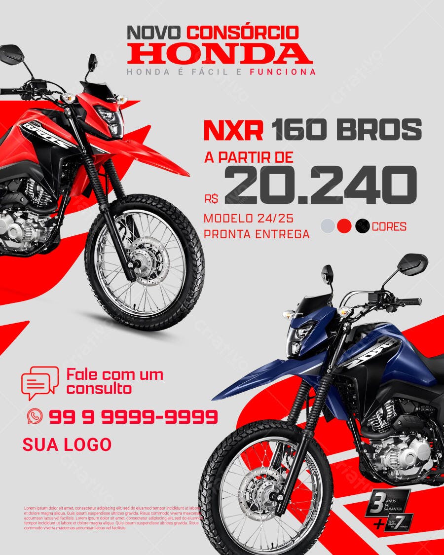 Flyer Consórcio Honda NXR 160 Bros PSD Editável