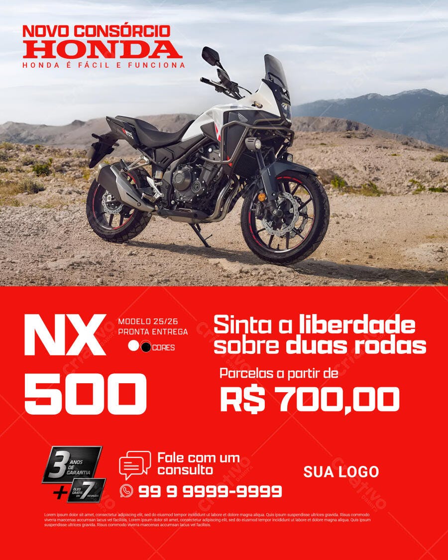 Post Instagram Consórcio Honda Motos PSD Editável