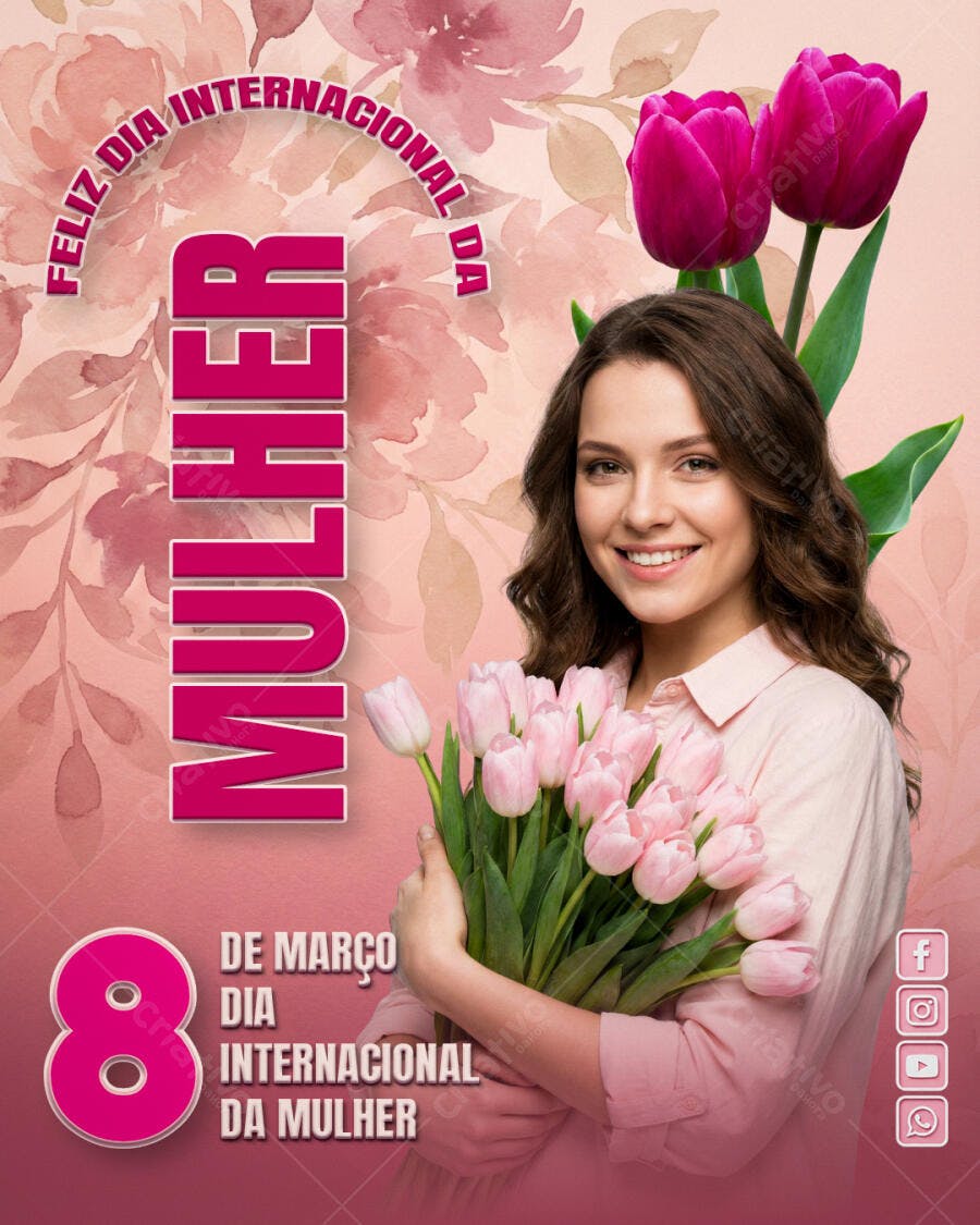 Post Instagram Dia Internacional da Mulher 8 de Março PSD Editável