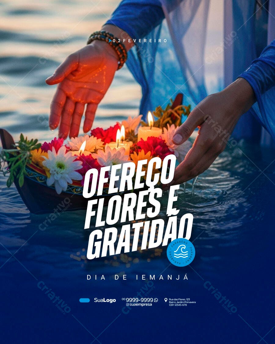 Post Instagram Dia de Iemanjá 02 Fevereiro PSD Editável