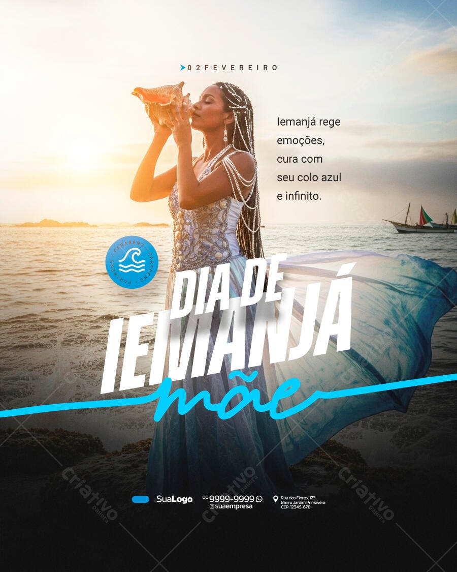 Post Instagram Dia de Iemanjá 2 de Fevereiro PSD Editável