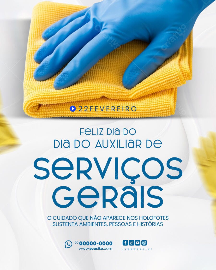 Post Instagram Dia do Auxiliar de Serviços Gerais PSD Editável