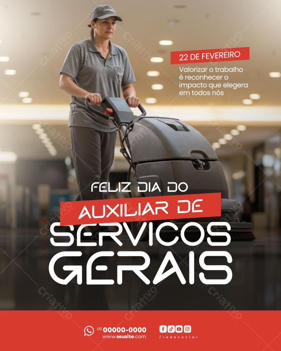 Post Instagram Dia do Auxiliar de Serviços Gerais PSD Editável