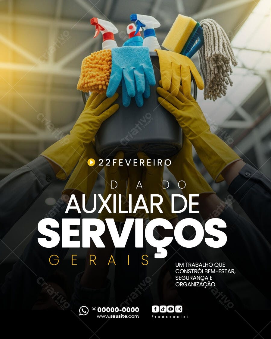 Post Instagram Dia do Auxiliar de Serviços Gerais PSD Editável