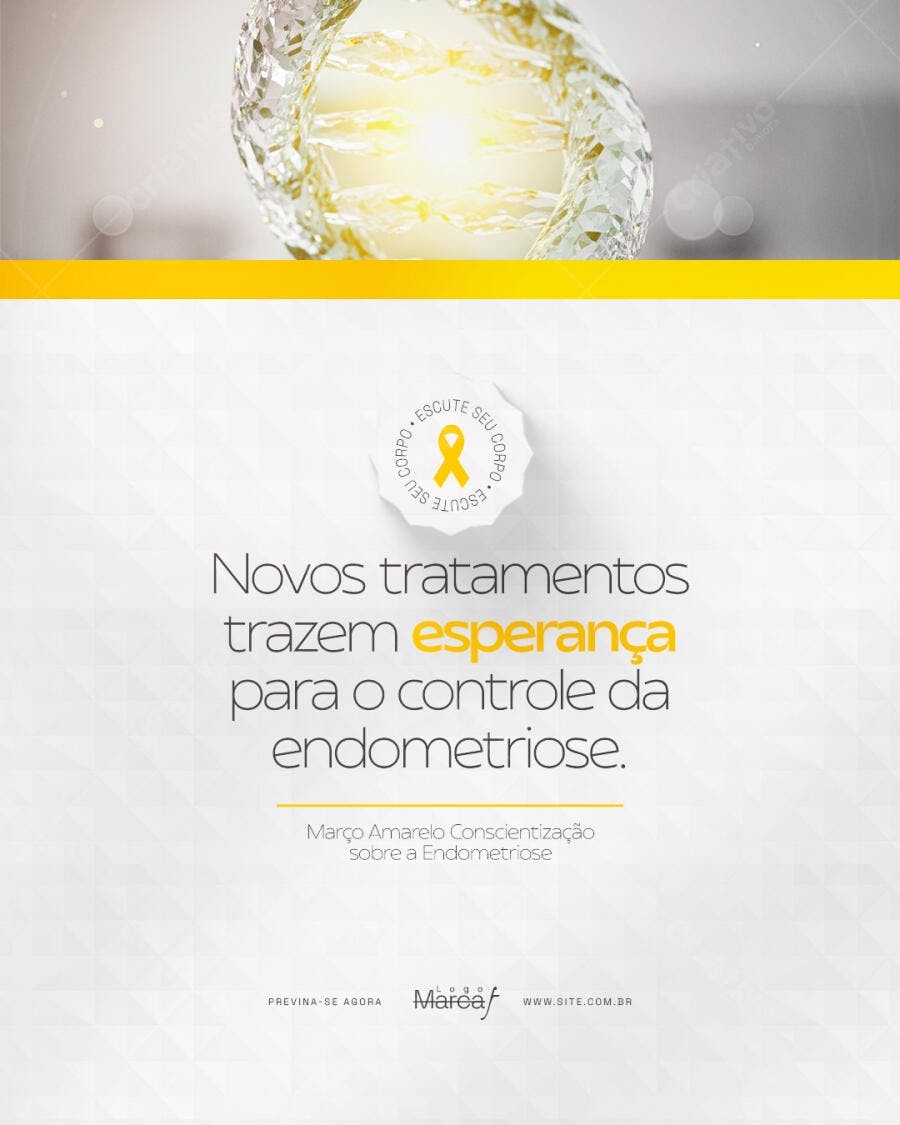 Post Março Amarelo Endometriose Saúde PSD Editável