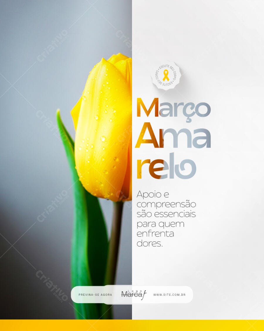 Post Março Amarelo Conscientização PSD Editável