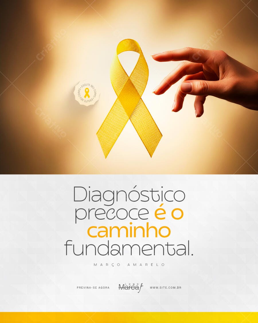 Post Março Amarelo Conscientização Saúde PSD Editável