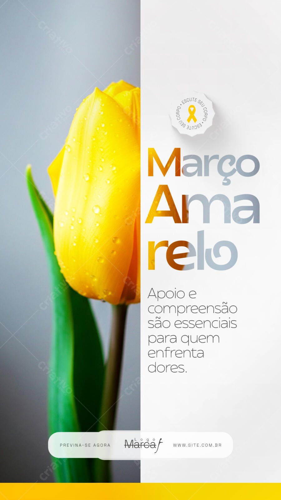 Story Março Amarelo Conscientização Saúde PSD Editável