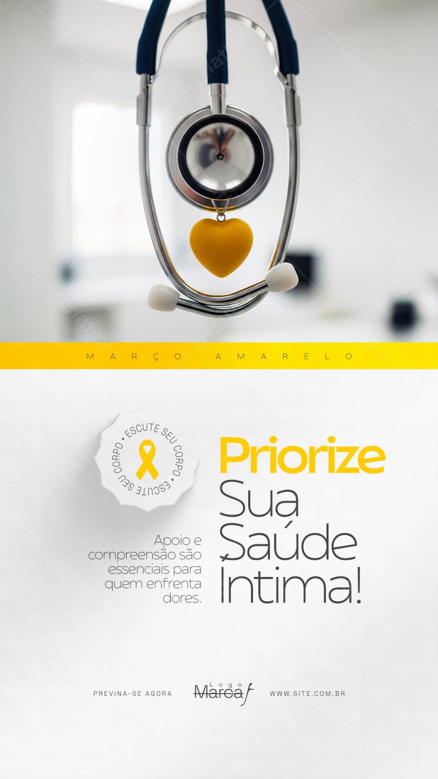 Post Março Amarelo Saúde Intima Clínica Médica PSD Editável