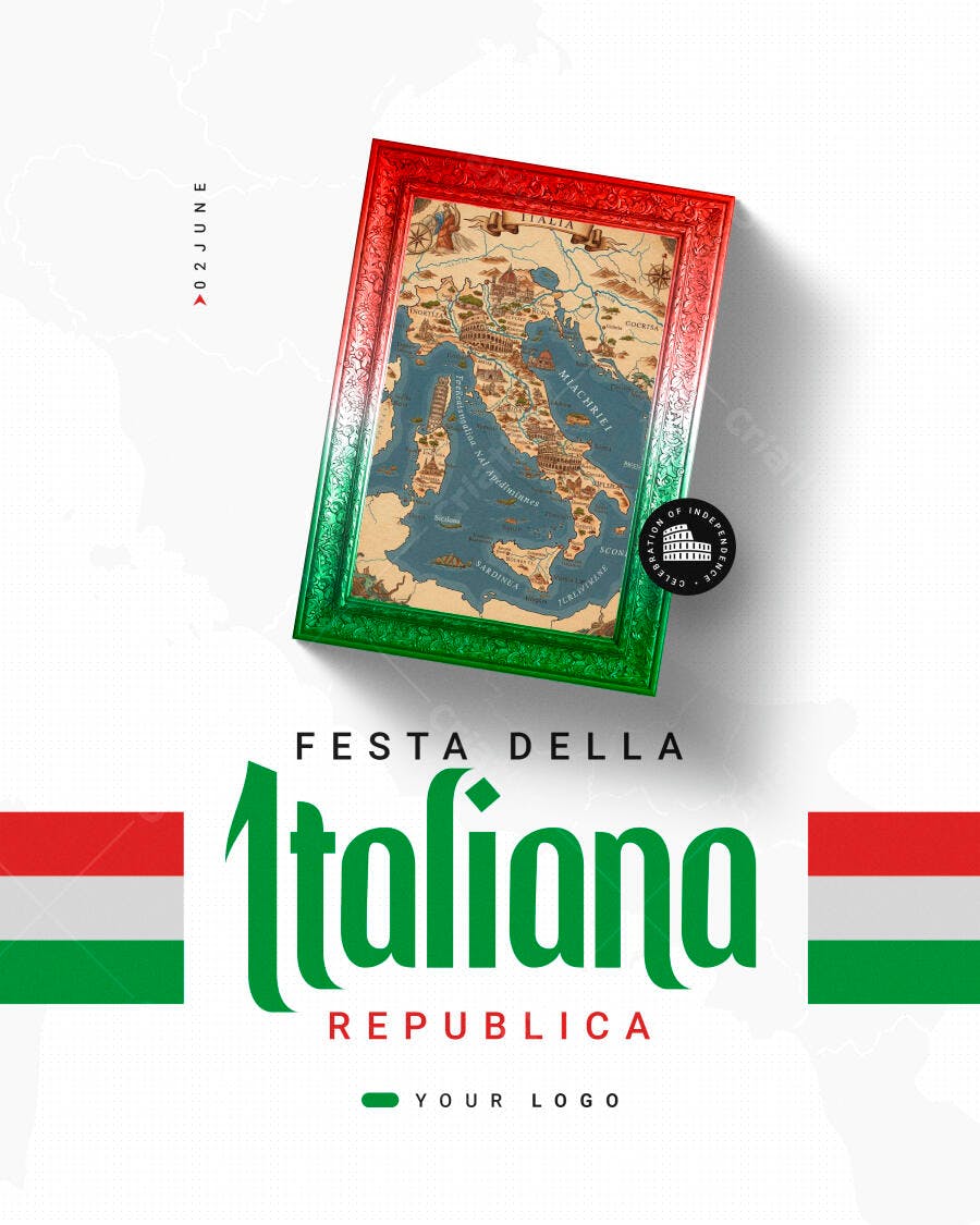 Post Instagram Festa della Repubblica Italiana PSD Editável