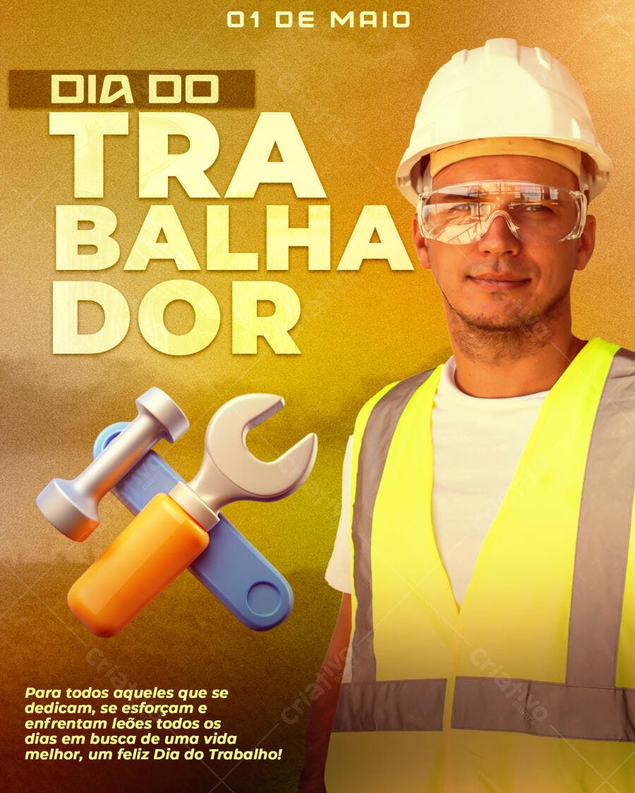 Post Dia do Trabalhador 1 de Maio PSD Editável
