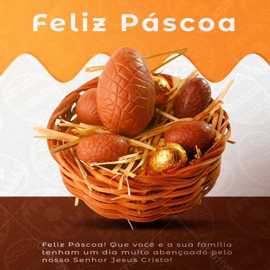 Post Páscoa Cesta Ovos Chocolate PSD Editável