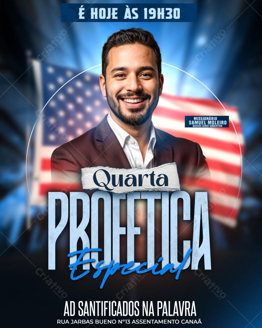 Flyer Quarta Profética Especial Igreja PSD Editável