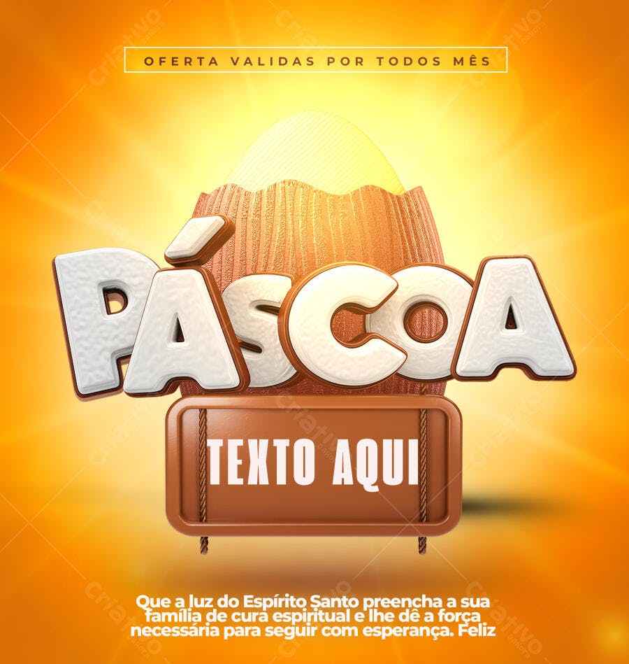Post Páscoa Abril Oferta Editável PSD